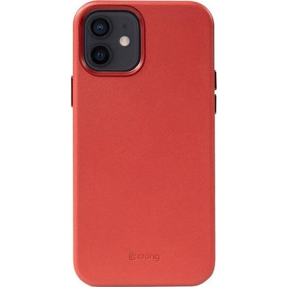 Crong Crong Essential Cover Magnetic - Etui ze skóry iPhone 12 / iPhone 12 Pro MagSafe (czerwony) 8397117 5907731987660