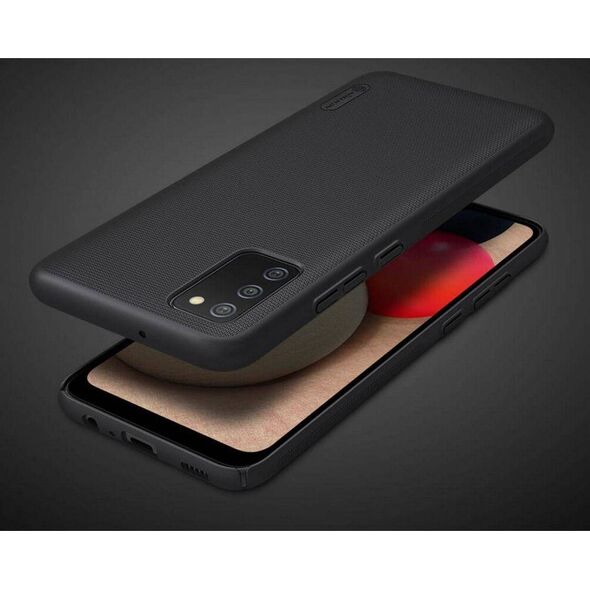 Nillkin Super Frosted Shield wzmocnione etui pokrowiec + podstawka Samsung Galaxy A02s EU czarny 8400847 6902048211872