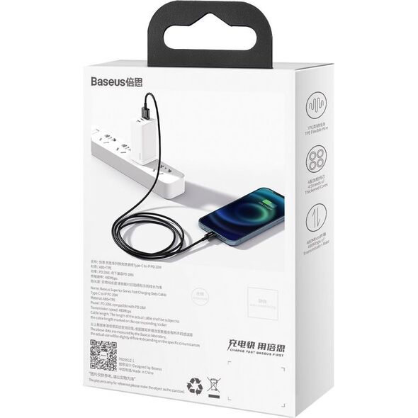 Kabel USB Baseus USB-A - Lightning 1 m Czarny (BSU2660BLK) 8434540 6953156205406