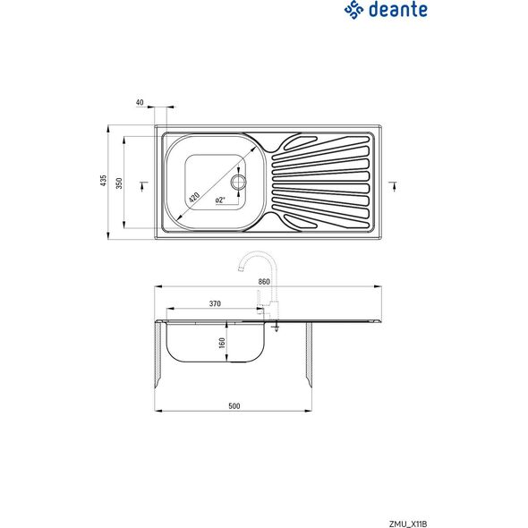 Zlewozmywak Deante Deante Techno  1-komorowy z ociekaczem 8441866 5907650873976