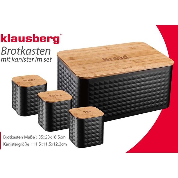 Chlebak Klausberg bambusowo-stalowy z pojemnikami (KB-7482 Kinghoff) 8449483 5908287274822