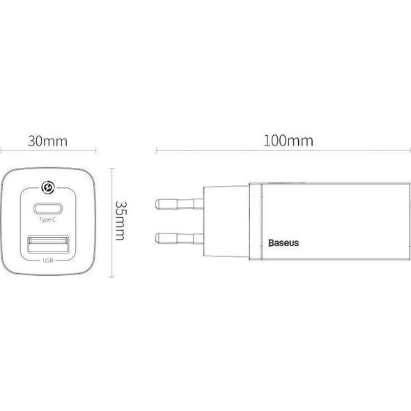 Ładowarka Baseus GaN2 Lite 1x USB-A 1x USB-C 3 A (CCGAN2L-B01) 8488237 6953156232938