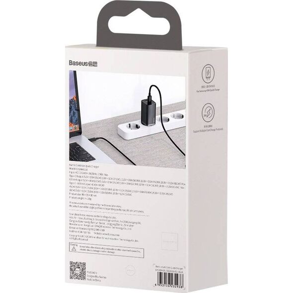 Ładowarka Baseus GaN2 Lite 1x USB-A 1x USB-C 3 A (CCGAN2L-B01) 8488237 6953156232938