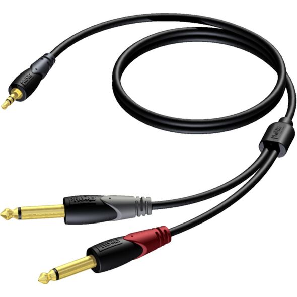 Kabel Procab Jack 3.5mm - Jack 6.3mm x2 3m czarny (CLA713/3) 8500898 5414795018518