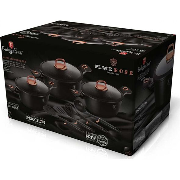 Berlinger Haus Zestaw garnków granitowych berlinger haus bh-6154 black rose! 8519613 5999108407765