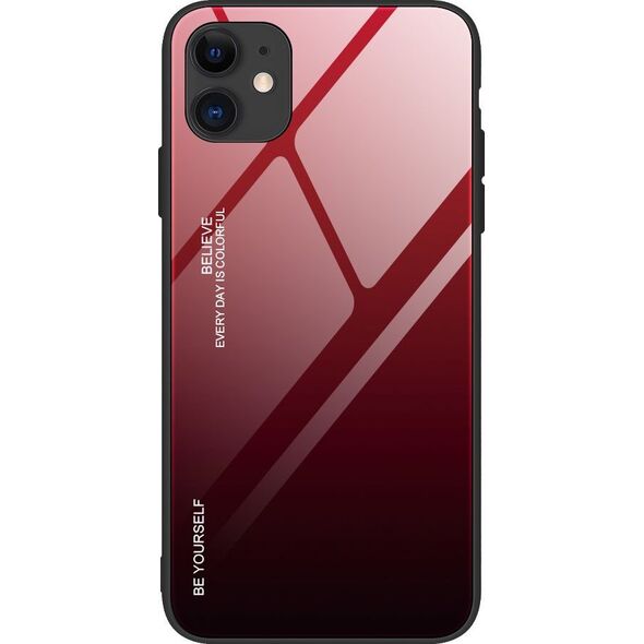 Hurtel Gradient Glass etui pokrowiec nakładka ze szkła hartowanego iPhone 12 mini czarno-czerwony 8588896 9111201911239