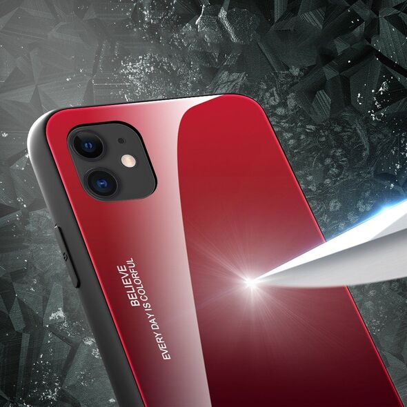 Hurtel Gradient Glass etui pokrowiec nakładka ze szkła hartowanego iPhone 12 mini czarno-czerwony 8588896 9111201911239