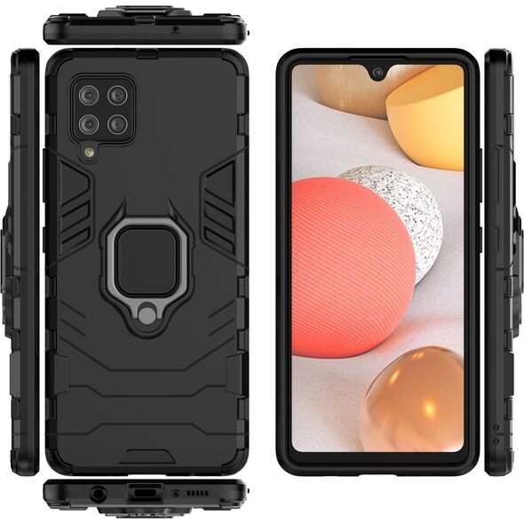 Hurtel Ring Armor pancerne hybrydowe etui pokrowiec + magnetyczny uchwyt Samsung Galaxy A42 5G czarny 8588901 9111201915473