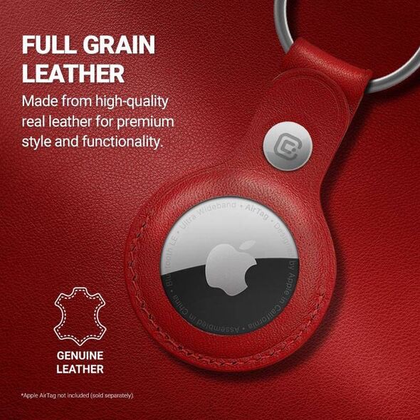 Crong Crong Leather Case with Key Ring Skórzany brelok do Apple AirTag (czerwony) 8603910 5907731987974