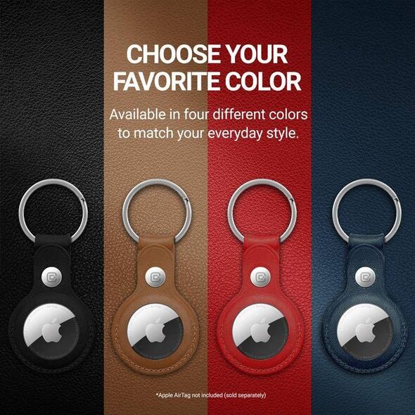 Crong Crong Leather Case with Key Ring Skórzany brelok do Apple AirTag (czerwony) 8603910 5907731987974