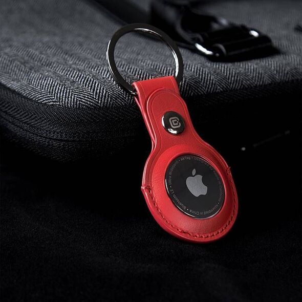 Crong Crong Leather Case with Key Ring Skórzany brelok do Apple AirTag (czerwony) 8603910 5907731987974