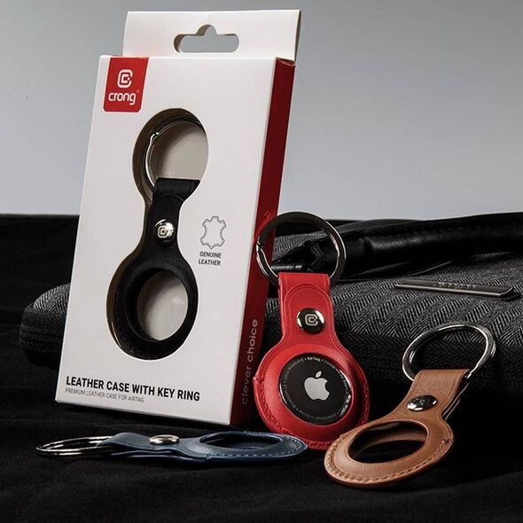 Crong Crong Leather Case with Key Ring Skórzany brelok do Apple AirTag (czerwony) 8603910 5907731987974