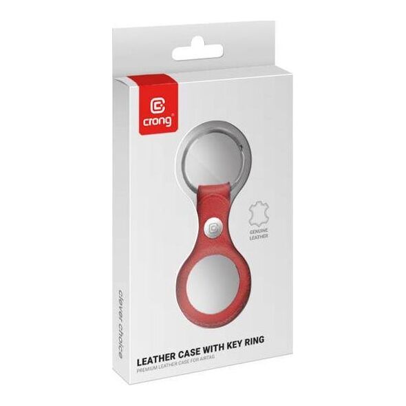 Crong Crong Leather Case with Key Ring Skórzany brelok do Apple AirTag (czerwony) 8603910 5907731987974
