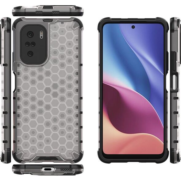 Hurtel Honeycomb etui pancerny pokrowiec z żelową ramką Xiaomi Redmi K40 Pro+ / K40 Pro / K40 / Poco F3 przezroczysty 8616364 9111201932135