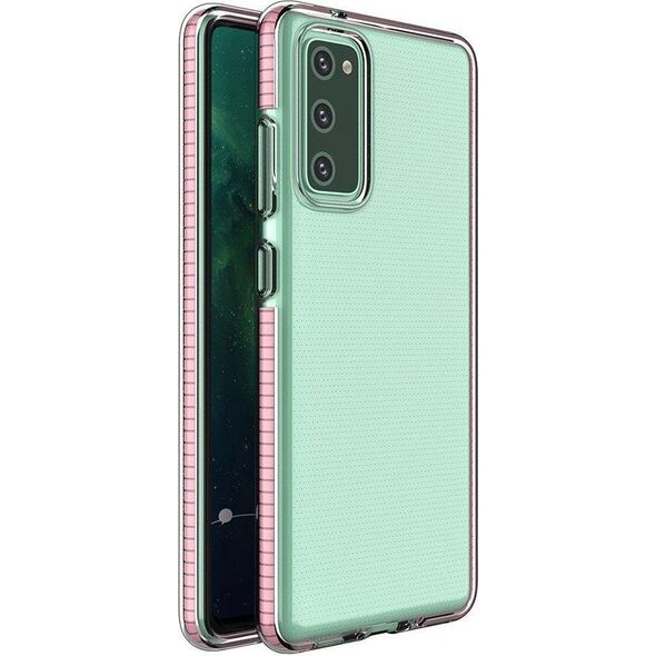 Hurtel Spring Case pokrowiec żelowe etui z kolorową ramką do Samsung Galaxy A72 4G jasnoróżowy 8616445 9111201933996
