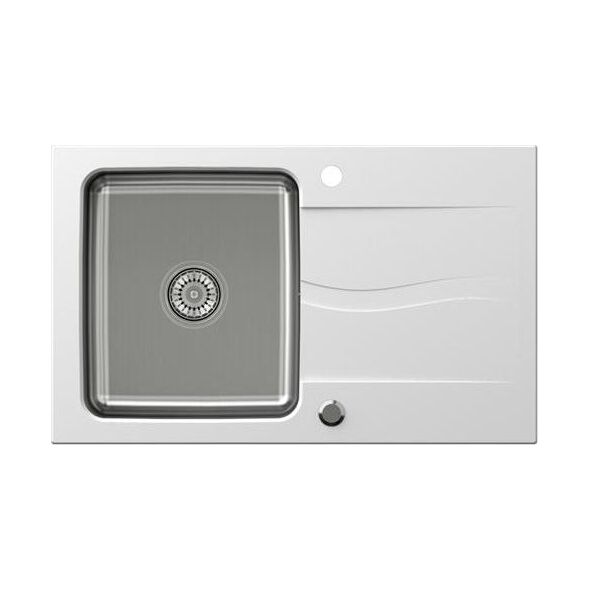 Zlewozmywak Steiner MICHAEL 111 Fusion biały 780*480 z syfonem manualnym w zestawie z baterią Kate 8648358 5903242539077