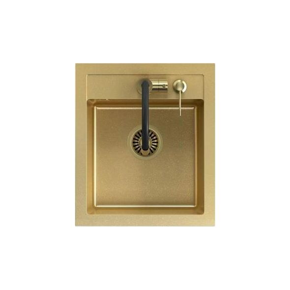 Zlewozmywak Steiner ART JOHNNY 100 (43x50x20,3) Steingran Art Gold z syfonem manualnym, baterią Maggie i dozownikiem - złoty 8648372 5903242538469