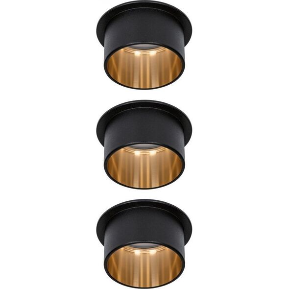 Paulmann Oprawa wpuszczana GIL 3StepDim rd starr LED 3x6W 2700K 230V schwarz matt/gold Alu 8680176 4000870933794