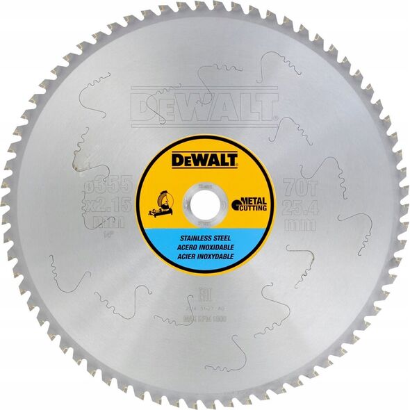 Dewalt dewalt akcesoria 355x25.4 70t sless steel stationary 8718377 5035048093399