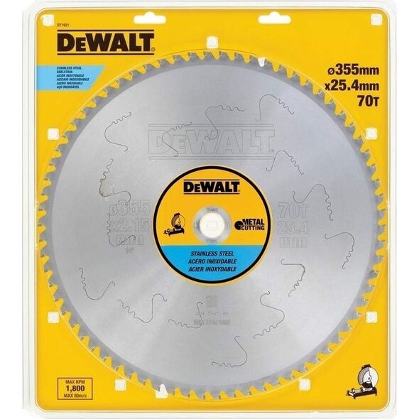 Dewalt dewalt akcesoria 355x25.4 70t sless steel stationary 8718377 5035048093399
