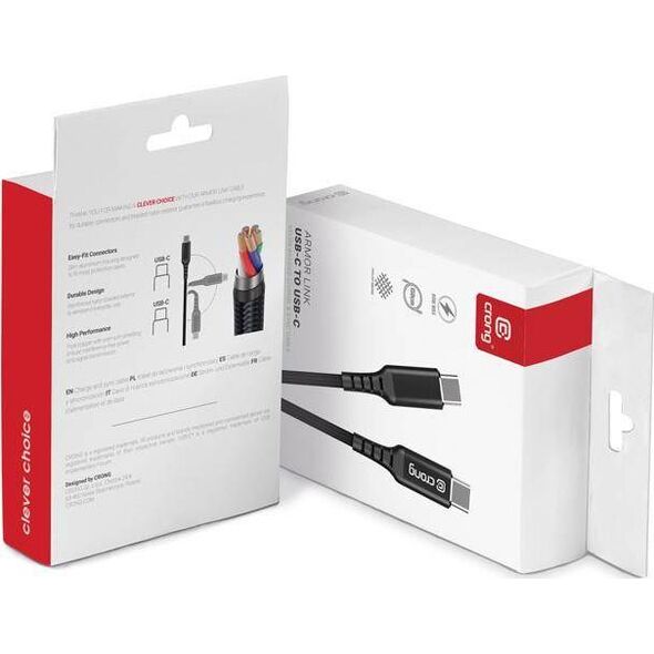Kabel USB Crong USB-C - USB-C 1.5 m Czarny (CRG-AL15USCC-BLK) 8764316 5907731987431