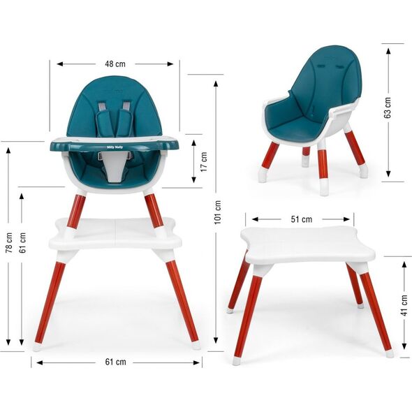 Milly Mally Krzesełko do karmienia 2w1 Malmo Dark Green (3756) 8779130 5901761127447