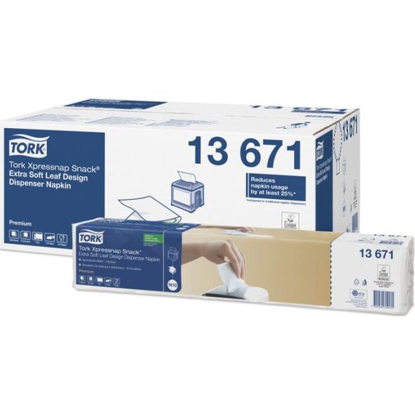 Tork Tork Xpressnap Snack - Serwetki dyspenserowe, 2-warstwowe, ekstra miękkie, premium - Białe 8859022 7322540709131