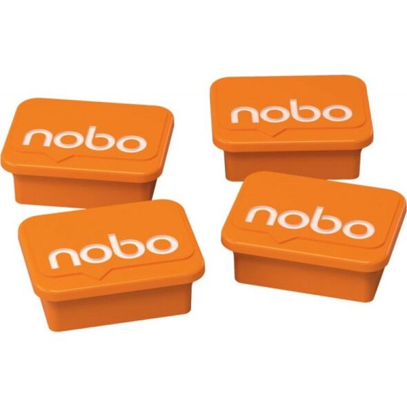 Nobo Magnesy do tablic NOBO, prostokoątne, 18x22mm, 4szt., pomarańczowe 8860482 5028252526135