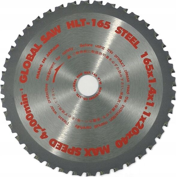 Global Piła tarczowa do cięcia stali GLOBAL SAW 165 x 1,4/1,1 x 20mm / 40z CERMET 8935793 4920350004090