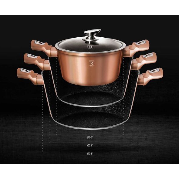 Berlinger Haus Zestaw Garnków Granitowych Berlinger Haus Bh-7058 Rose Gold 13 Elem.! 9010744 5999108428357