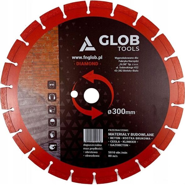 Glob Tarcza diamentowa GLOB TOOLS Materiały budowlane średnica 300mm 9295413 5903707501786