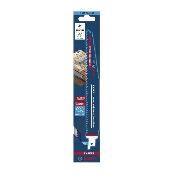 Bosch Bosch saber saw blade S1241HM 3pcs - 2608900411 EXPERT RANGE 9356041 4059952535012