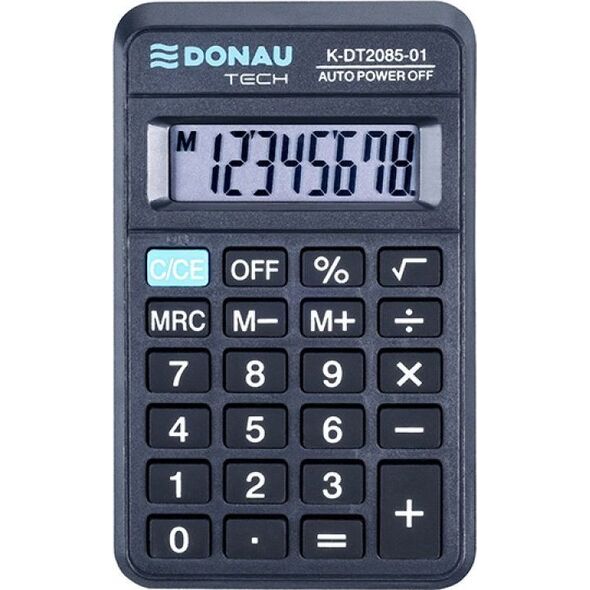 Kalkulator Donau Kalkulator kieszonkowy DONAU TECH, 8-cyfr. wyświetlacz, wym. 114x69x18 mm, czarny 9357761 5901503615607