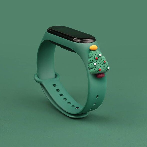 Hurtel Opaska świąteczna do Xiaomi Mi Band 3/4 ciemnozielony (choinka 2) 9386818 9145576220788