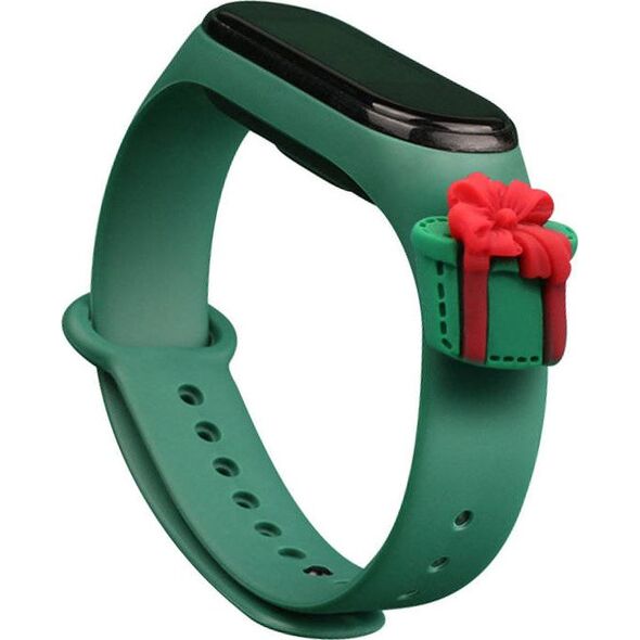 Hurtel Strap Xmas opaska do Xiaomi Mi Band 4 / Mi Band 3 świąteczny silikonowy pasek bransoletka ciemnozielony (prezent) 9386819 9145576220795
