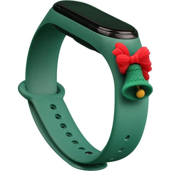 Hurtel Strap Xmas opaska do Xiaomi Mi Band 4 / Mi Band 3 świąteczny silikonowy pasek bransoletka ciemnozielony (dzwonek) 9386820 9145576220801