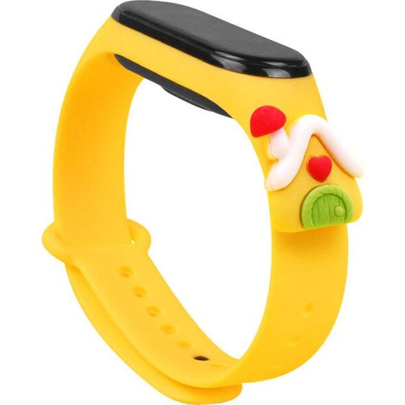 Hurtel Strap Xmas opaska do Xiaomi Mi Band 4 / Mi Band 3 świąteczny silikonowy pasek bransoletka żółty (domek) 9386829 9145576220894