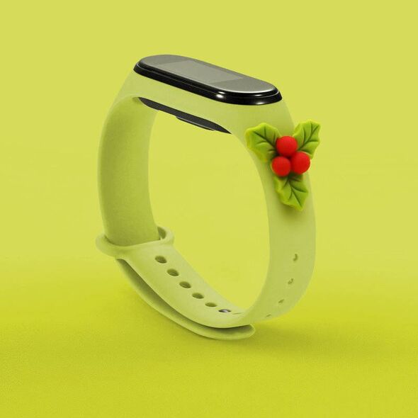 Hurtel Strap Xmas opaska do Xiaomi Mi Band 6 / Mi Band 5 świąteczny silikonowy pasek bransoletka zielony (jemioła) 9386831 9145576220917