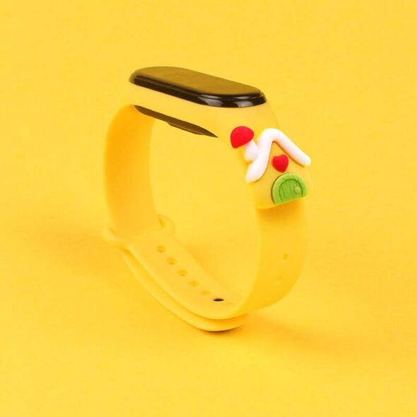 Hurtel Strap Xmas opaska do Xiaomi Mi Band 6 / Mi Band 5 świąteczny silikonowy pasek bransoletka żółty (domek) 9386846 9145576221068