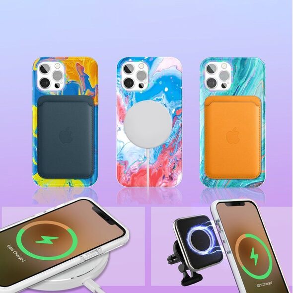 Kingxbar Kingxbar Watercolour Series kolorowe etui do iPhone 12 Pro Max niebieskoróżowy 9405195 6959003511294