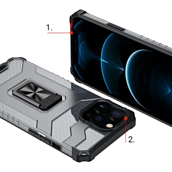 Hurtel Crystal Ring Case pancerne hybrydowe etui pokrowiec + magnetyczny uchwyt iPhone 13 Pro Max czarny 9405216 9145576220696