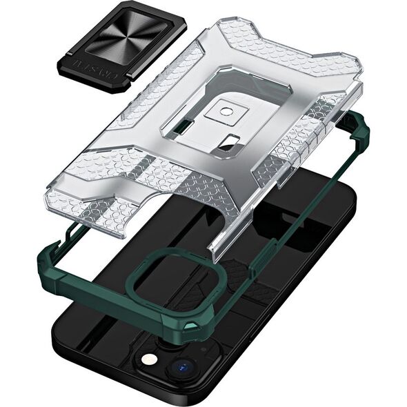 Hurtel Crystal Ring Case pancerne hybrydowe etui pokrowiec + magnetyczny uchwyt iPhone 13 mini zielony 9405229 9145576220597