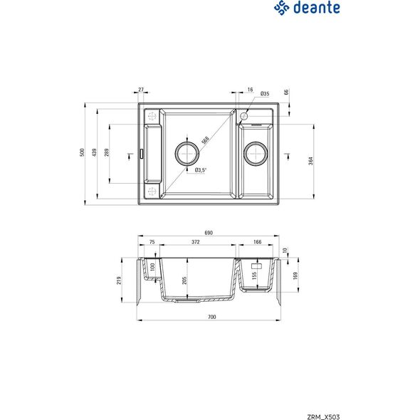 Zlewozmywak Deante Magnetic  granitowy magnetyczny 9458801 5908212095072