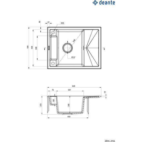 Zlewozmywak Deante MAGNETIC - granitowy magnetyczny 1-komorowy z ociekaczem Szary (ZRM S11A) 9458805 5908212095010