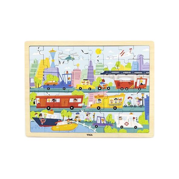 Viga Viga 44582 Puzzle na podkładce 48 elementów - poznajemy transport w mieście 9500807 6971608445828
