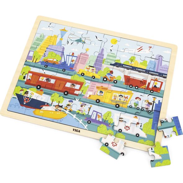 Viga Viga 44582 Puzzle na podkładce 48 elementów - poznajemy transport w mieście 9500807 6971608445828