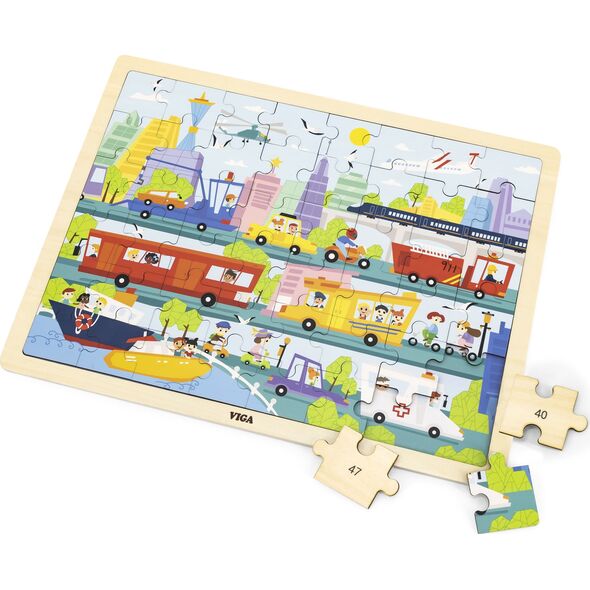Viga Viga 44582 Puzzle na podkładce 48 elementów - poznajemy transport w mieście 9500807 6971608445828
