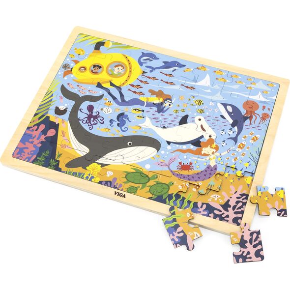 Viga Viga 44583 Puzzle na podkłądce 48 elementów - poznajemy morze i jego mieszkańców 9500808 6971608445835