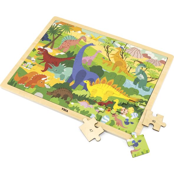 Viga Viga 44584 Puzzle na podkładce 48 elementów - poznajemy dinozaury 9500809 6971608445842