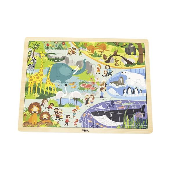 Viga Viga 44587 Puzzle na podkładce 48 elementów - poznajemy zoo 9500812 6971608445873